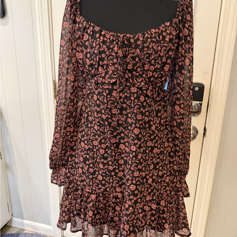 Trixxi Black and Red Floral Midi Dress